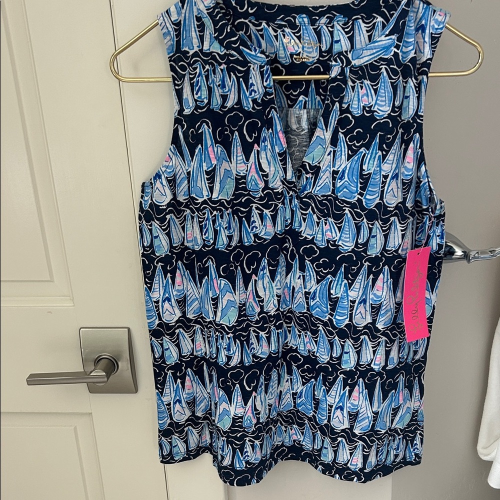 Lilly Pulitzer Navy and Blue Sailboat Tank Top